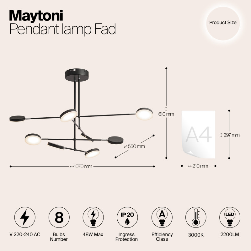Люстра на штанге Maytoni MOD070PL-L48B3K Люстра на штанге Maytoni MOD070PL-L48B3K — изображение 4
